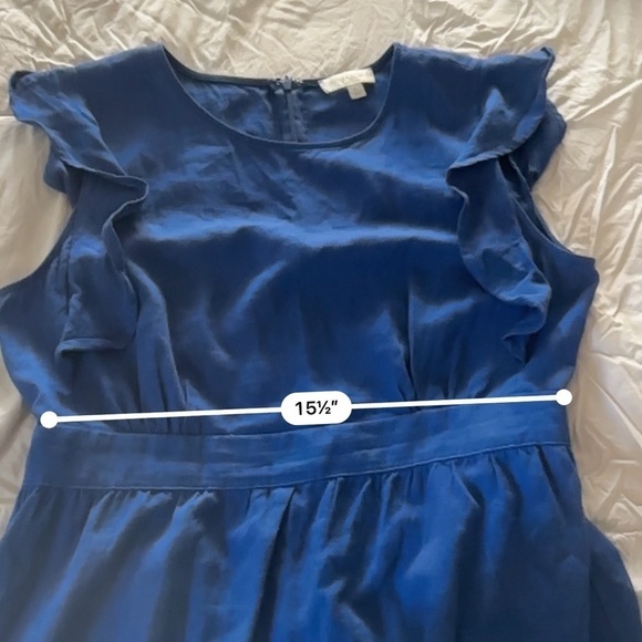 Cynthia Rowley Blue Linen Blend Ruffle Details Tier Maxi Dress~ L - Picture 14 of 14